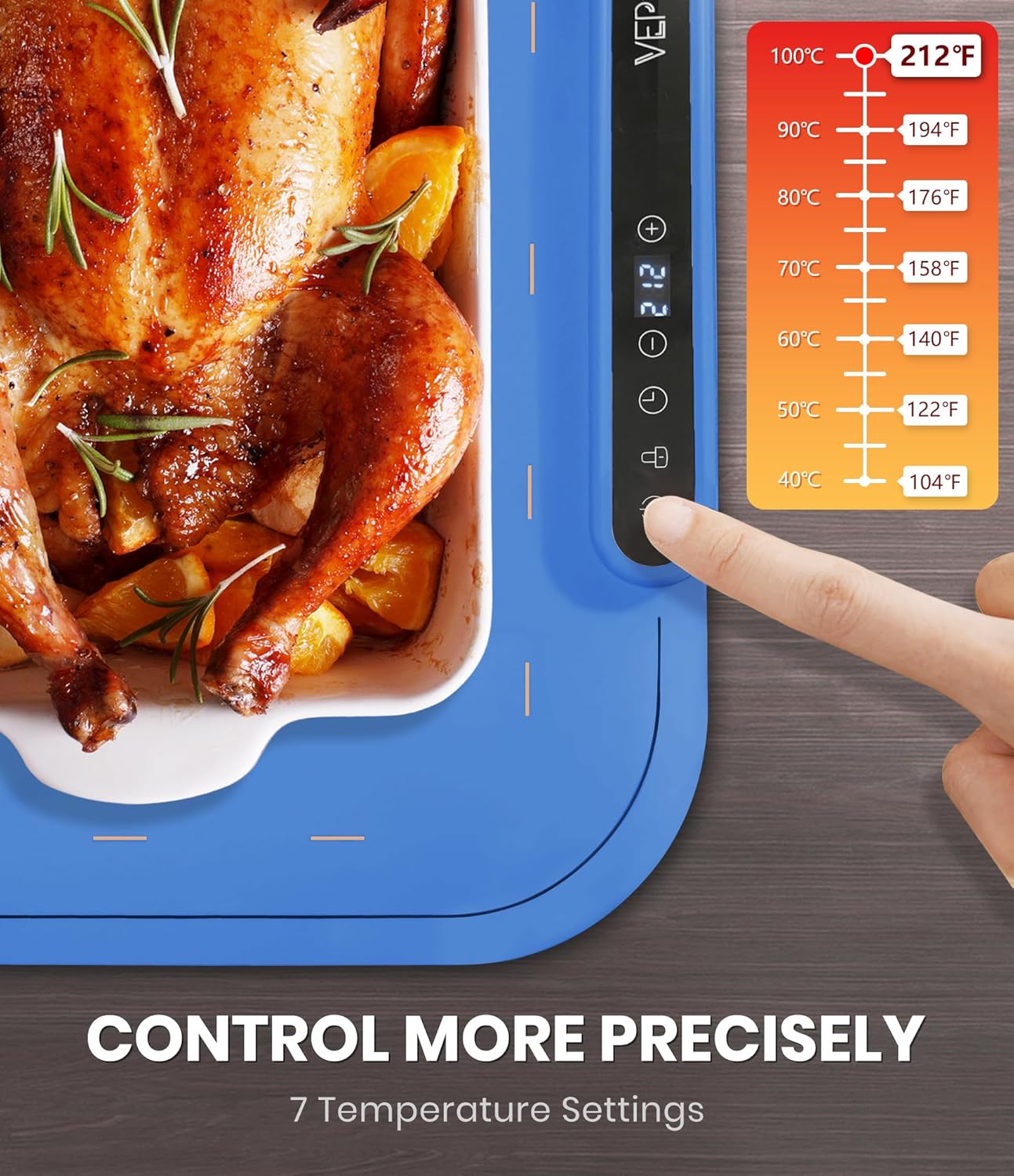 Warming Mat for Food, VEPOKA Food Warmer Mat for Countertop, Electric Warming Tray with 7 Temp Levels & Auto Shut-Off, Food Warmers for Parties, Ideal Gift for Kitchen & Buffet Use