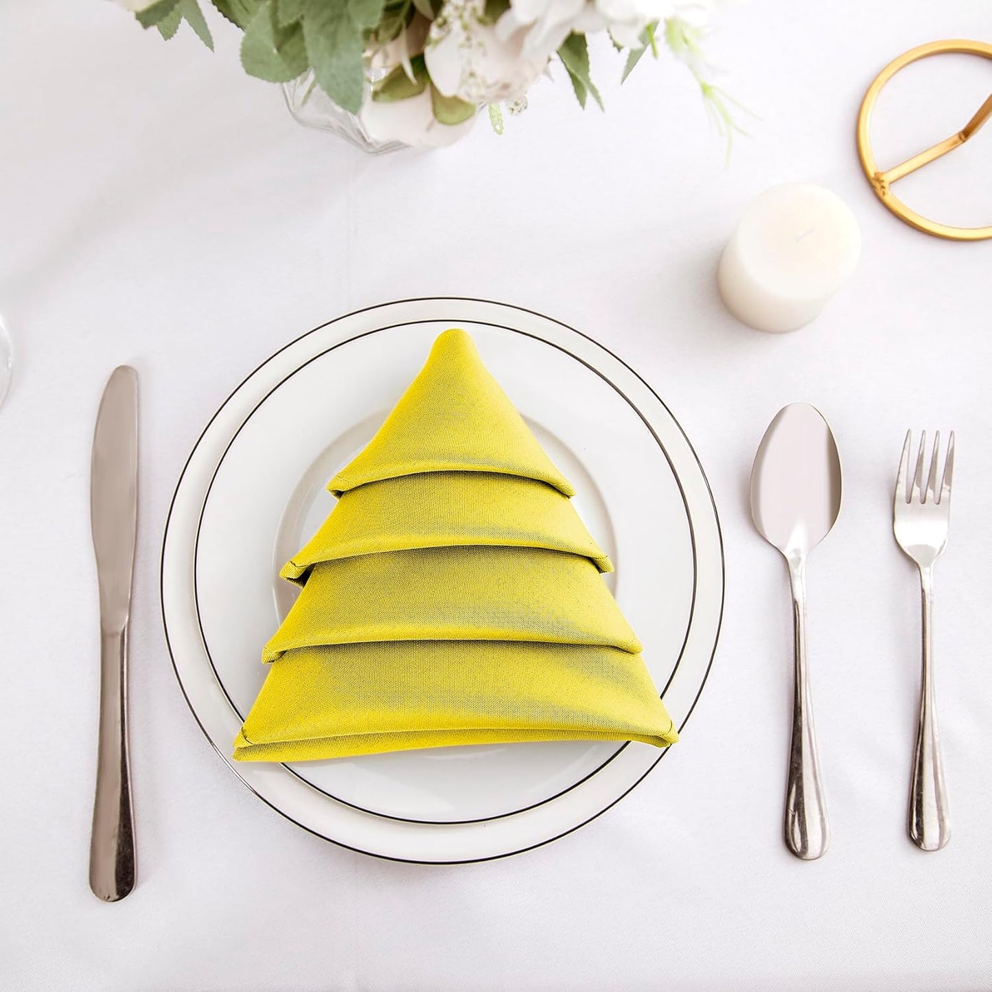 Bailarina Cloth Napkins Set of 40,17x17 inches Dinner Napkins Cloth Washable,Polyester Square Table Cloth Napkin Bulk with Hemmed Edges Ideal for Banquets, Parties and Weddings-Yellow