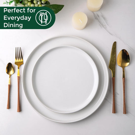 AmorArc Stoneware Dinnerware Sets,Round Reactive Glaze Ceramic Plates and Bowls Sets,Highly Chip and Crack Resistant | Microwave & Dishwasher Safe,Service for 8 Dishes Set (24pc)