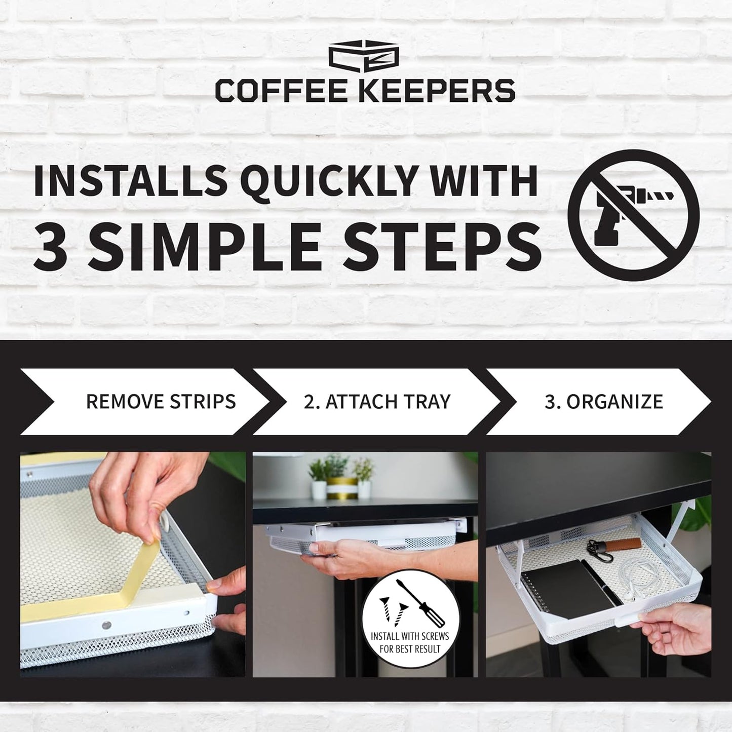 Everything Keeper - Organizer for Home, Kitchen, Bathroom, RV, Small Spaces - Storage Organizers - Compact Metal Basket - Under Cabinet Holder - Easy Install - Holds Strong - 13 x 10 x 2.5 in