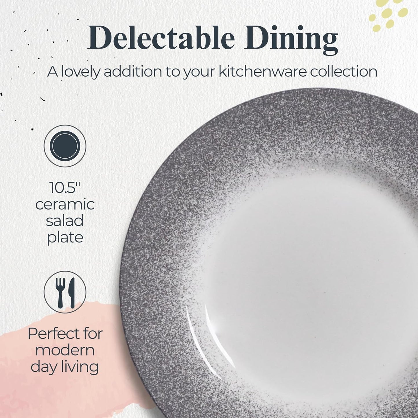 Portmeirion Potter's Mist Dinner Plate (Set of 4) - 10.5" Earthenware Plates with Classic Mist Rim - Microwave, Dishwasher, Freezer, Oven Safe - Ideal Modern Dinnerware Set (Grey Mist)