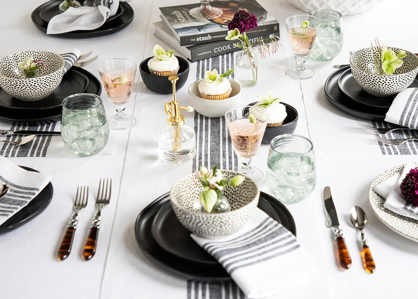 Solino Home Linen Striped Table Runner 48 Inches - 100% Pure Linen Black and White Farmhouse Small Table Runner 14 x 48 Inch Ideal for Dresser and Coffee Tables - Fall, Halloween, Thanksgiving