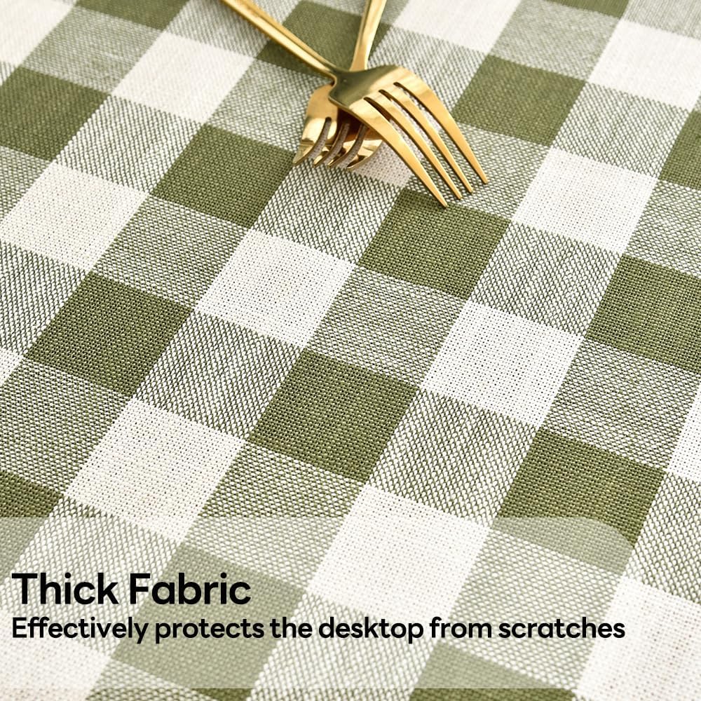 Gingham Tablecloth Rectangle Table Cloth Heavy Duty Cotton Checkered Table Cover for Spring Picnic Kitchen Dining(C-Sage Green, 52x98 inch)