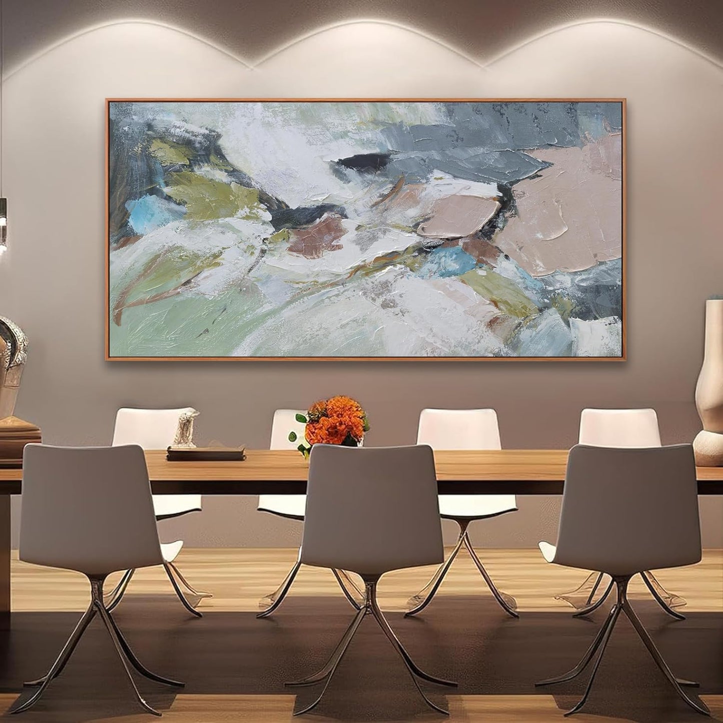 Pink Abstract Painting Large Wall Art Living Room Decor Green Canvas Print Colorful Abstract Wall Art For Living Room Home Office Decoration 30x60 Inch