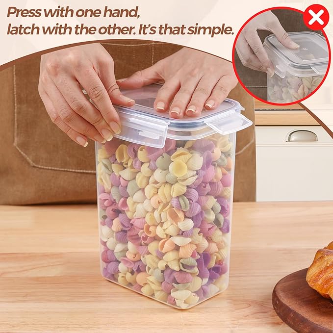 ComSaf Food Storage Containers with Lids Set of 3 (2L/2.1Qt) (1.4L/1.5Qt) (0.8L/0.8Qt), Airtight Food Storage Container, Plastic Canister Sets for Kitchen, Pantry Organizer for Sugar, Cereal and Snack