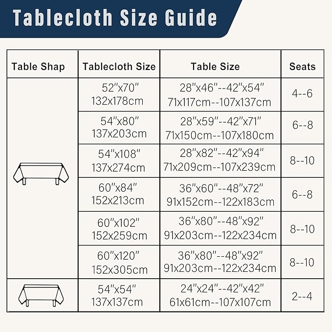 DWCN Faux Linen Tablecloth Rectangle - Fabric Waterproof Spill-Proof Wrinkle and Stain Resistant Tablecloths Decorative Farmhouse Table Cover for Kitchen Dining Party, 60 x 102 Inch, Navy Blue