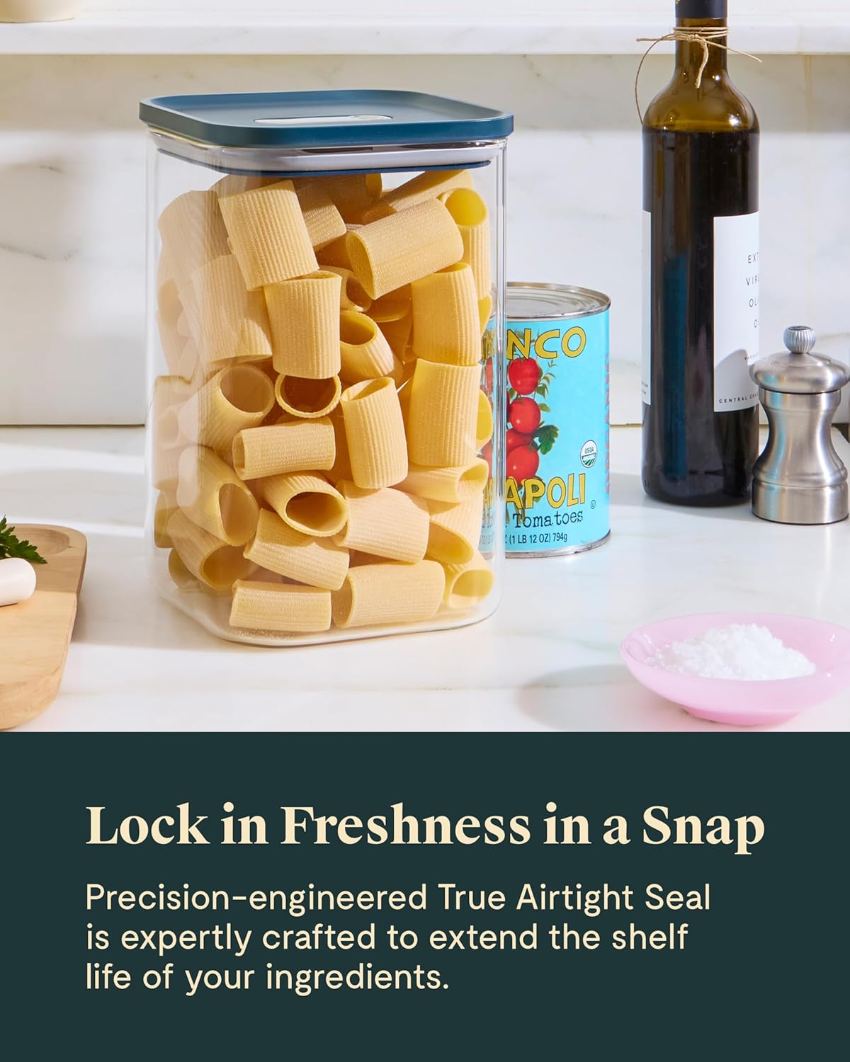 Caraway 4qt Glass Airtight Food Storage Container with Lid – Non-Toxic, BPA-Free Kitchen Storage Container – Stackable, Space-Saving Airtight Container for Dry Goods and More - Perracotta