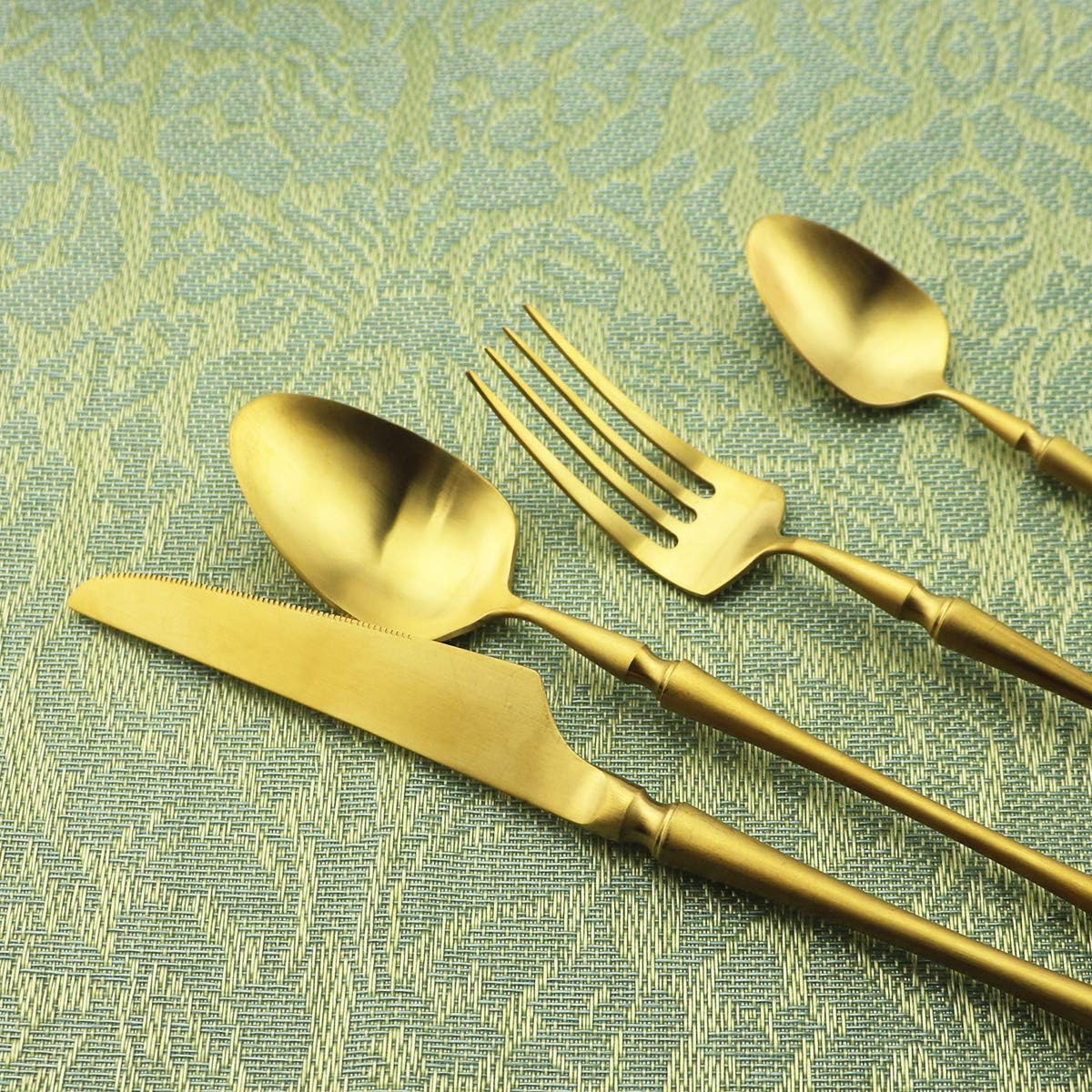 Gugrida Unique & Beautiful Flatware Set - 20 Piece Iridescent Silverware Sets | 18/10 Stainless Steel Reusable Cutlery Set | Gold Utensils Service For 4 with Dessert Fork, Knife, Spoon, Dinner Fork