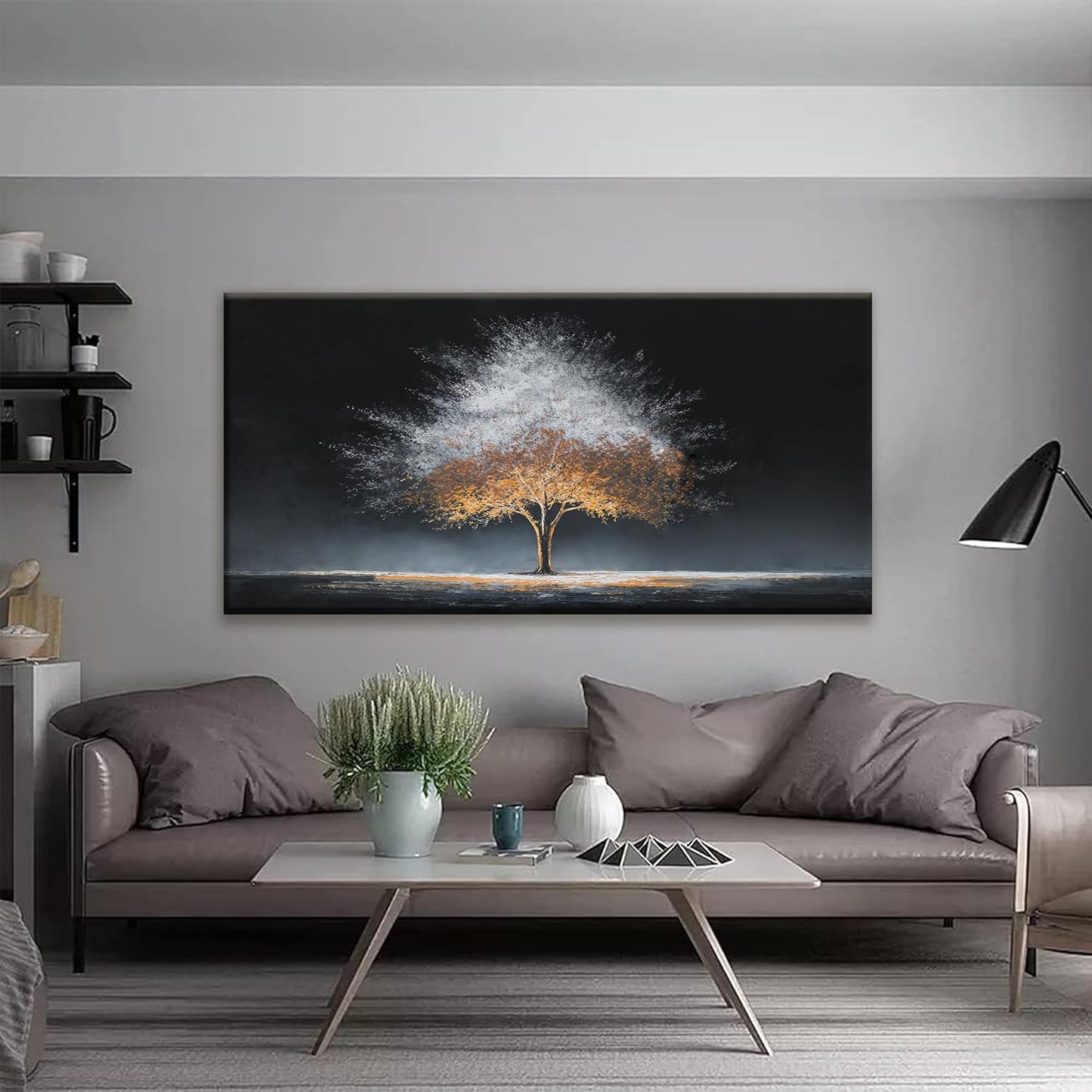 Large Canvas Wall Art For Living Room Home Wall Decor Burning Gray Tree Of Life Wall Art Decor Modern Artwork Abstract Art Prints Bedroom Kitchen Office 29x58 Inch Canvas Prints