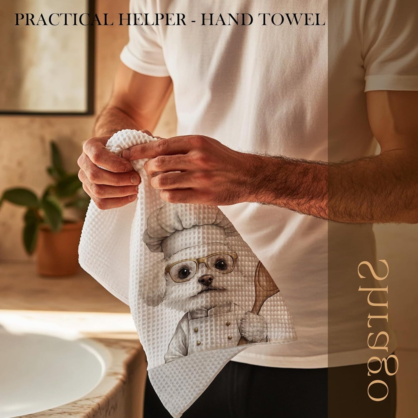 Funny Bichon Frise Dog Kitchen Towels, Bichon Frise Gifts for Women Dish Tea Towels for Kitchen, Dog Lovers Mom Dad Owner Gifts Decorative Hand Towels, 16x24 Inch