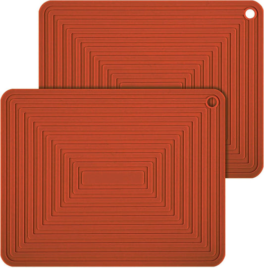 Silicone Trivets for Dishes, Pots & Pans, Quartz Countertops - Heat Resistant Mats Set 2 Burgundy