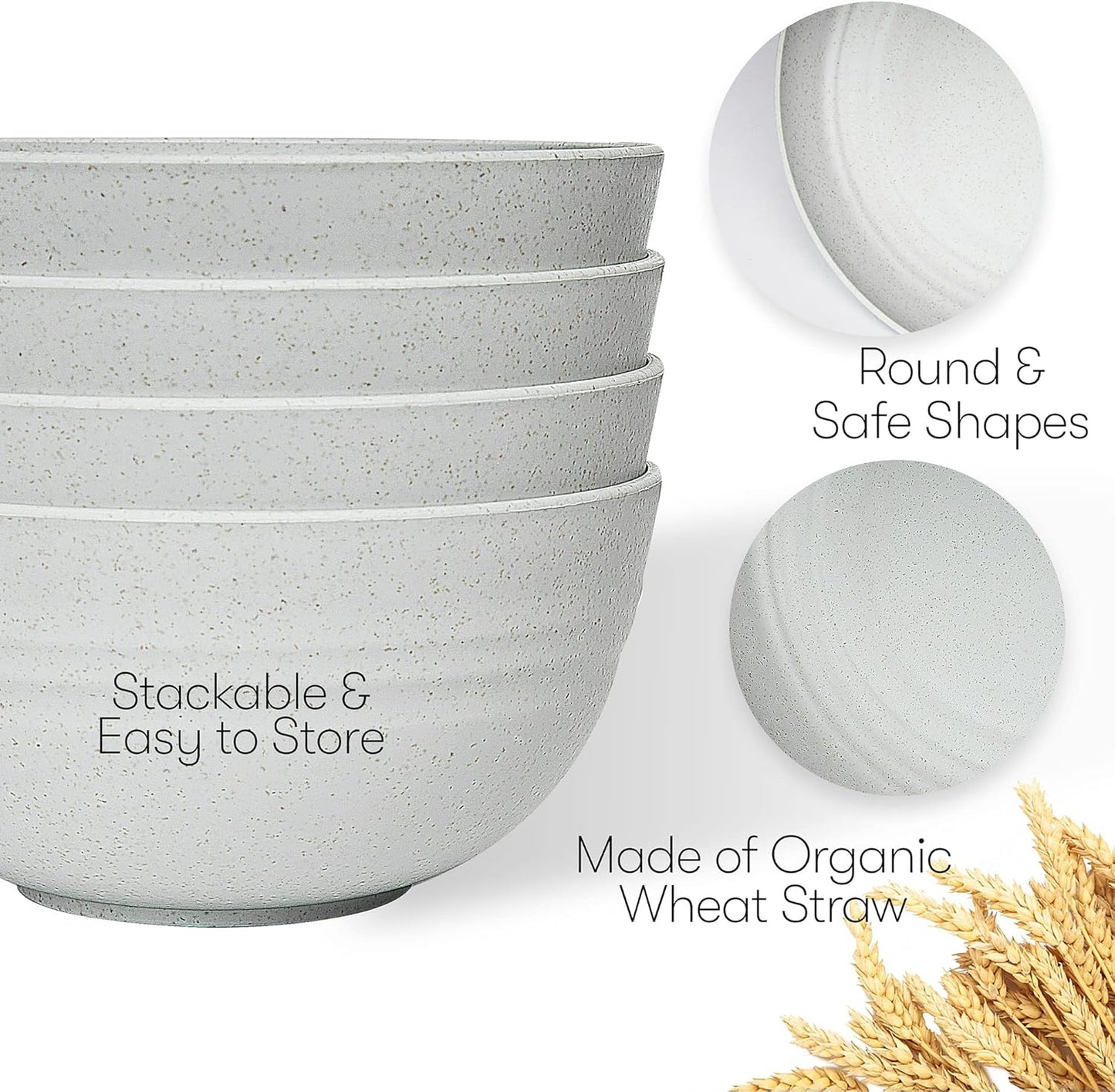 Wheat Straw Dinnerware Sets | Unbreakable Dinnerware Sets | Dishwasher Microwave Safe Dinnerware | Eco Friendly Non Breakable Dinnerware Sets | RV Outdoor Camping (Grey, Service for 4 (16 pcs))