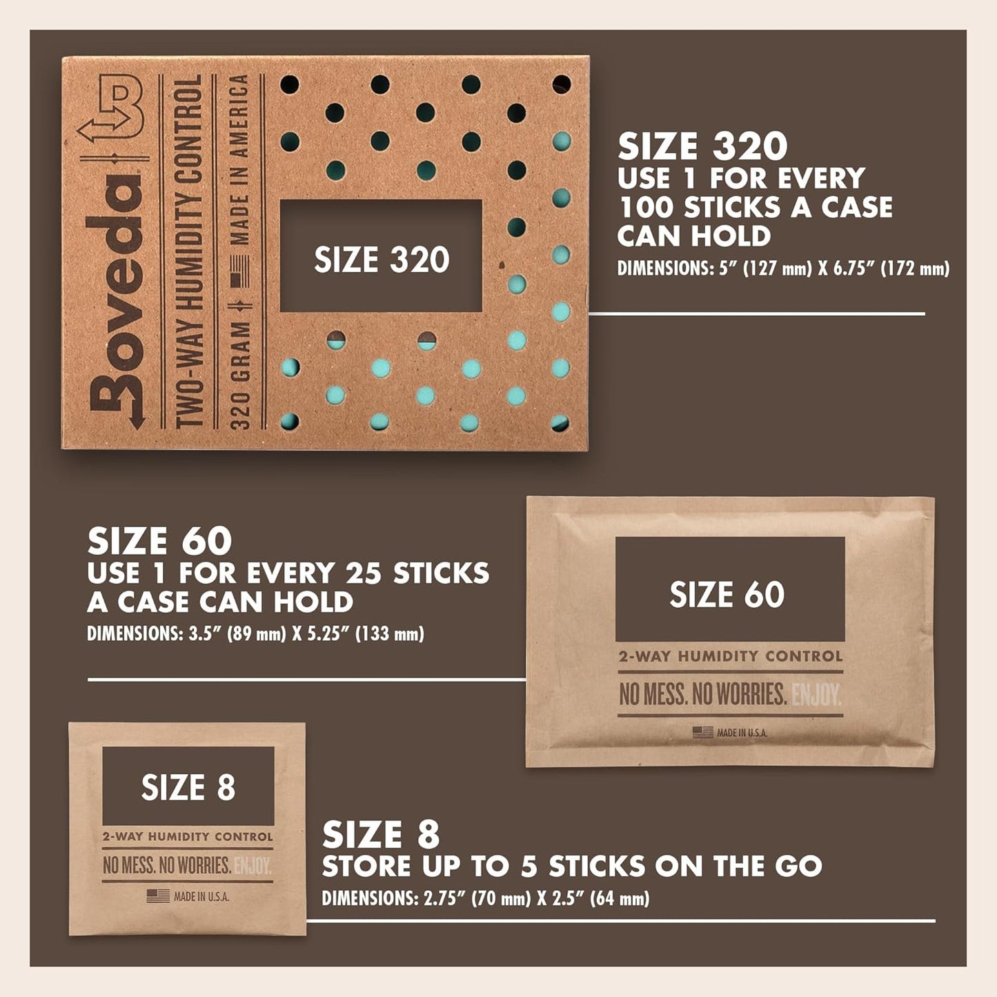 Boveda 65% Two-Way Humidity Control Packs For Aging & Long-Term Storage in Plastic & Wood Boxes – Size 60 – 20 Pack – Moisture Absorbers – Humidifier Packs – Hydration Packets in Resealable Bag
