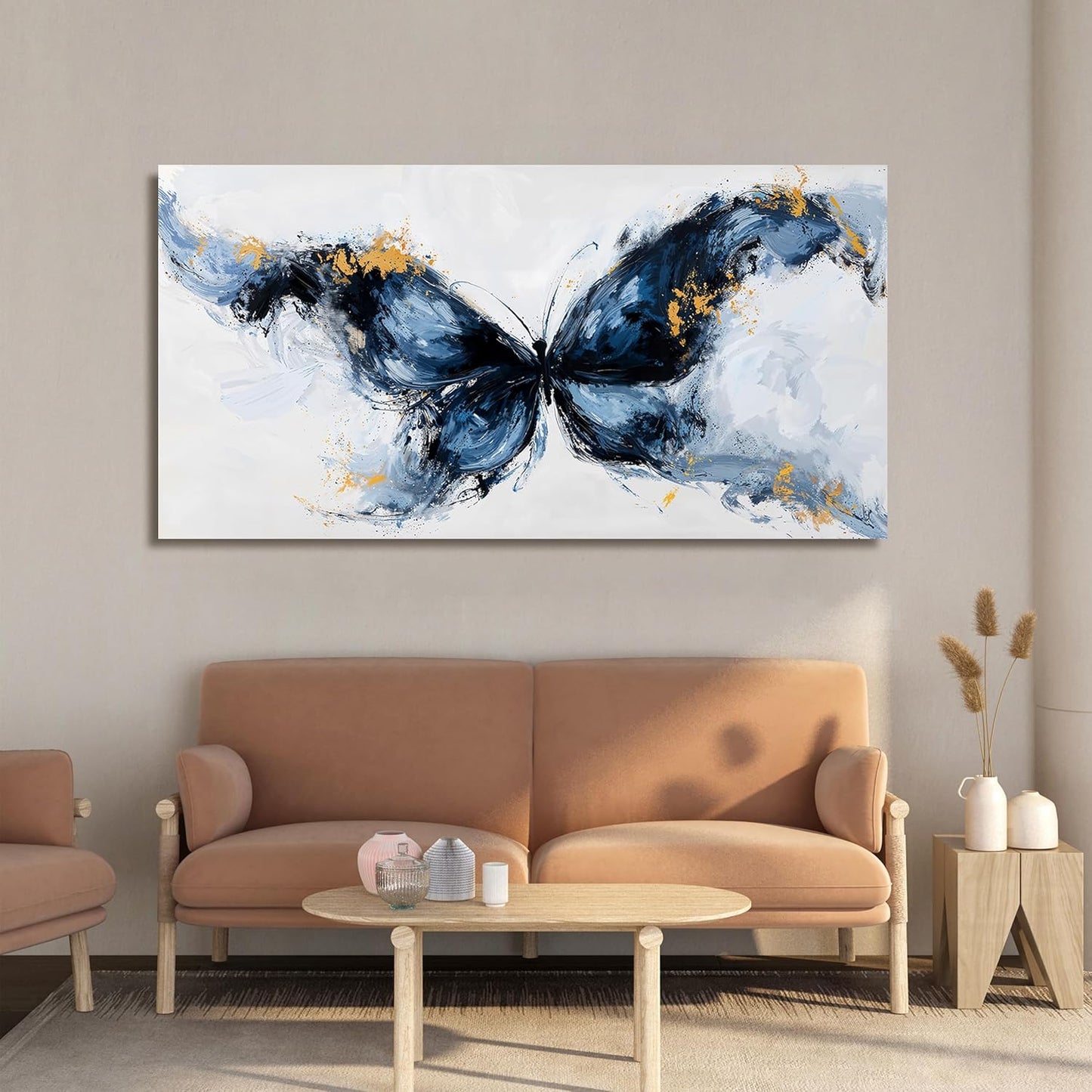 Canvas Wall Art Decor Modern Butterfly Wall Art For Living Room Black Abstract Art Abstract Canvas Art Wall Butterfly Artwork For Room Posters Wall Art Office Decor 20"X 40" Artwork For Walls