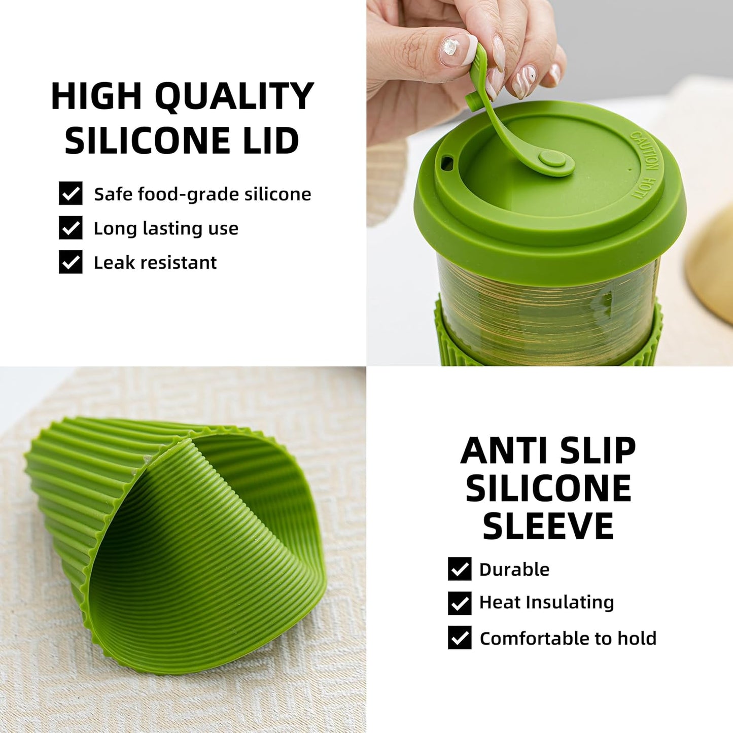 Travel Coffee Mug Green, Ceramic Coffee Mug With Lid And Drinking Straw(15oz/450ml), Handcrafted Novelty Travel Mugs, Microwave & Dishwasher Safe Tumbler With Lid, Unique Gifts