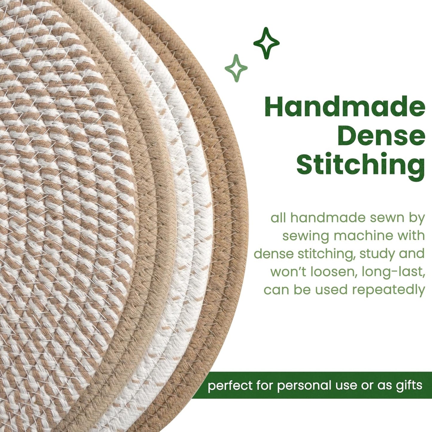 13 Inch Trivets for Hot Dishes, Large Trivets for Hot Pots and Pans, Thicken Heat Resistant Round Place Mats Woven Table Mats, Boho Placemats for Kitchen Dining Table, 4 Pcs