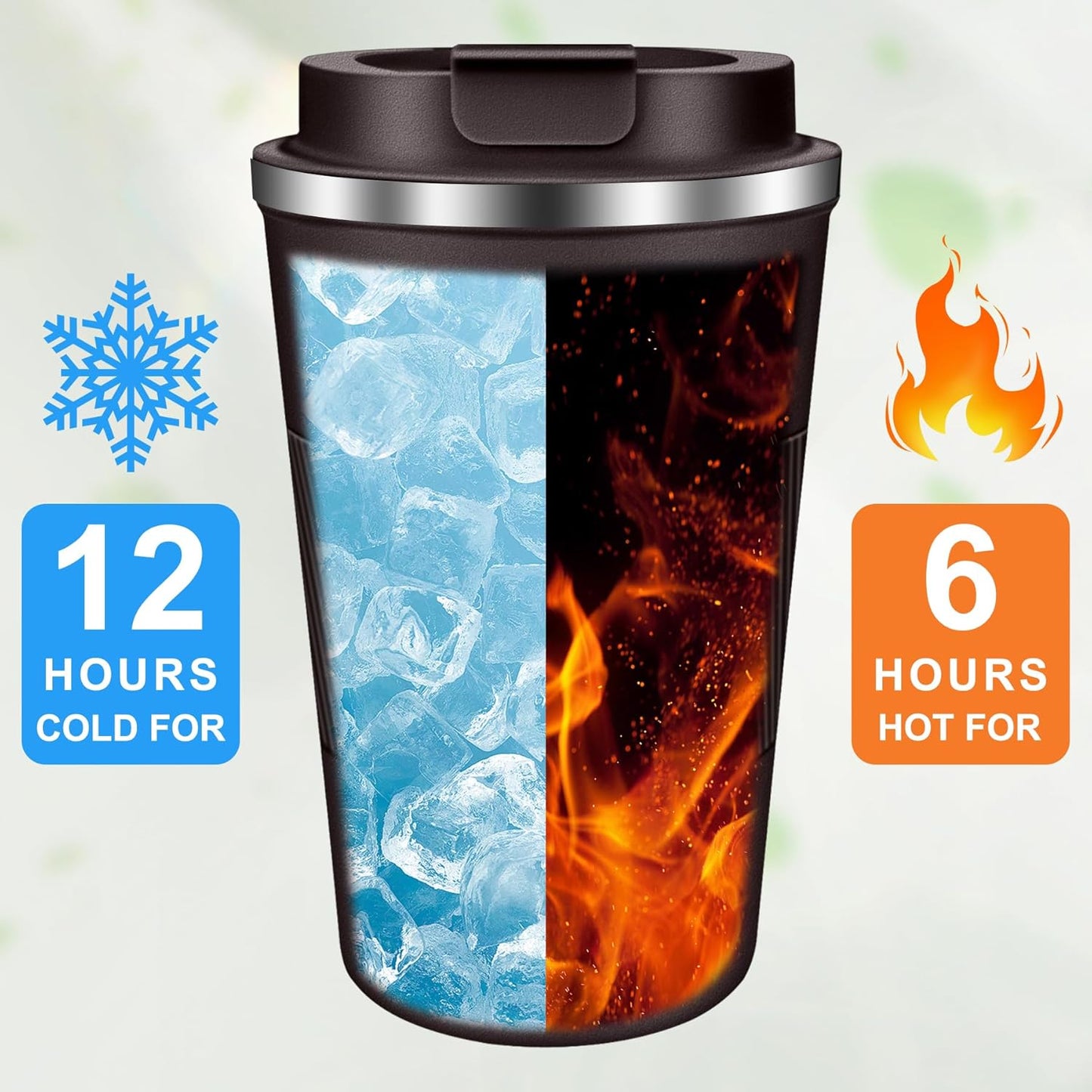 Coffee Travel Mug 12oz Insulated Coffee Mug with Lid Portable Spill-Proof Coffee Travel Mug No Handle Reusable Stainless Steel Mug Keeps Cold and Hot Suitable for Car, Daily, Travel and Gifts