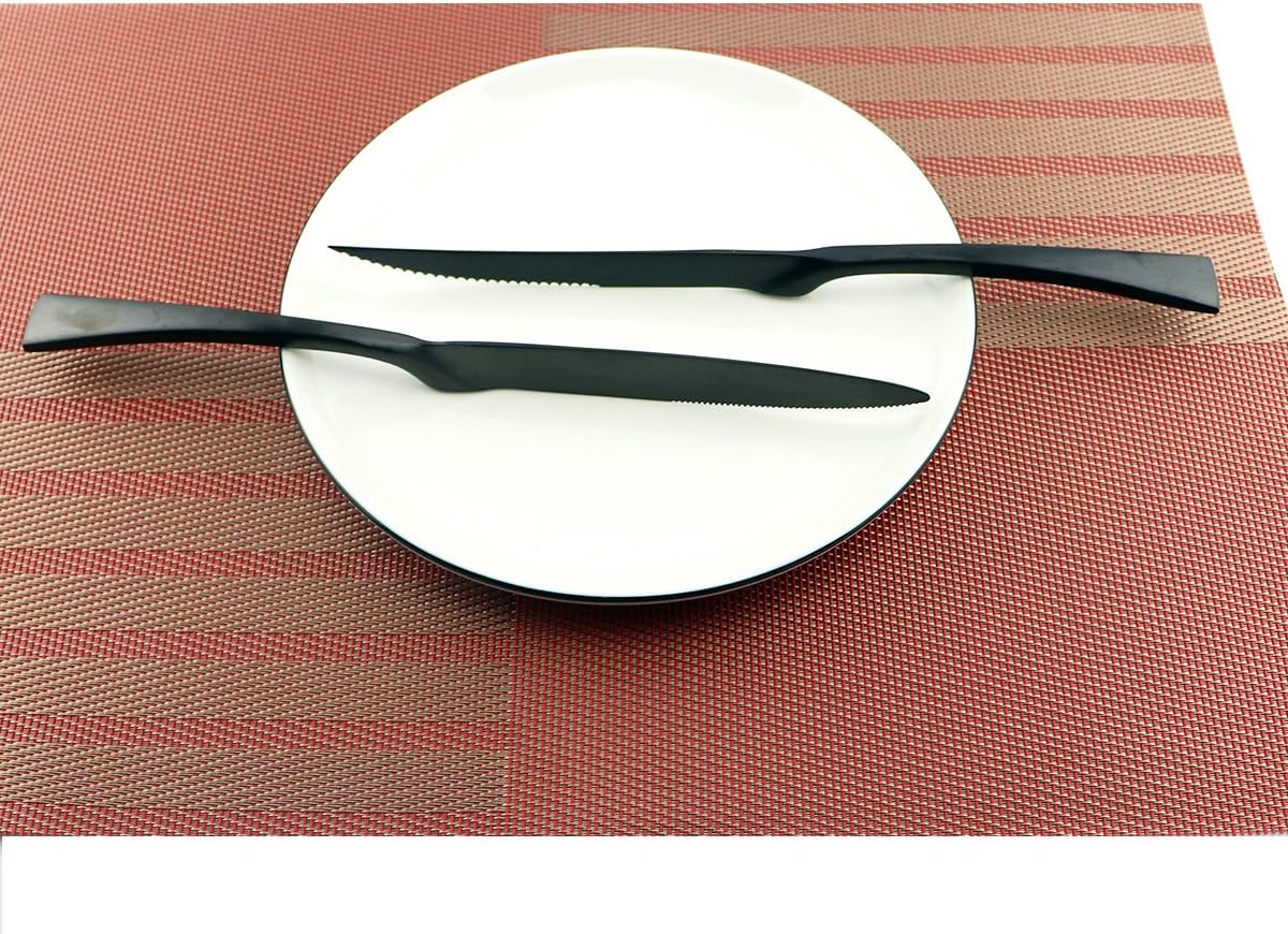 24-Piece Flatware Set,Extra Thick Heavy Duty - 18/10 Stainless Steel Cutlery Sets,High Matte Black Finish Silverware Flatware Sets Service for 4,Use for Home,Kitchen Utensil Sets