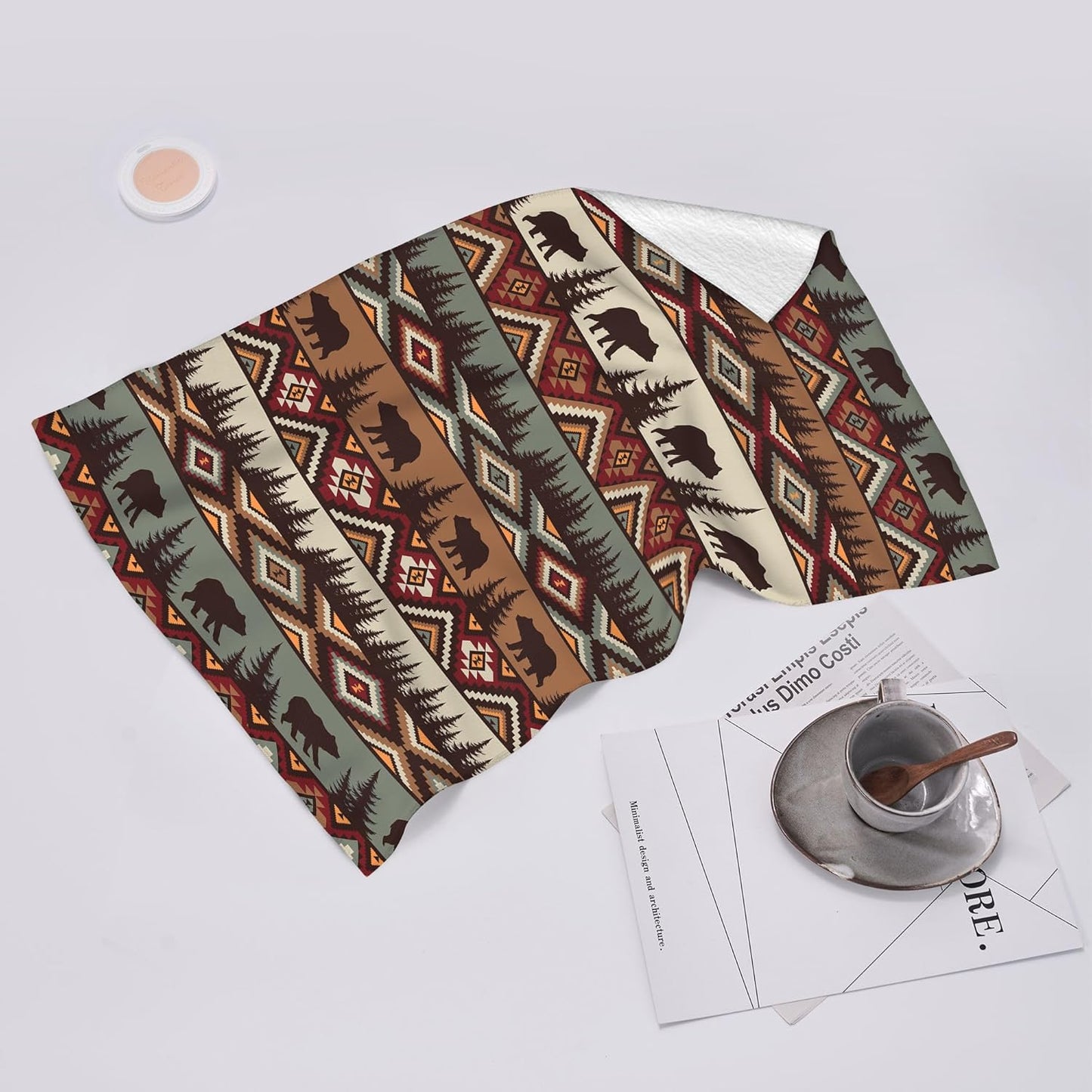 Vintage Rustic Dish Towels for Kitchen Drying Set of 2, Soft Absorbent Bear Mountain Kitchen Towels Tea Towels, Country Cabin Themed Hand Towels for Farmhouse Home Decorations 16x24 Inch