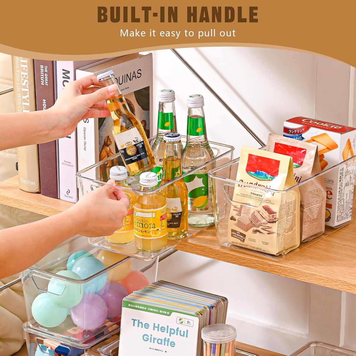 12 Pack Middle Stackable Storage Boxes for Storage and Organization, Clear Storage Bins with Lids, Plastic Storage Containers with Lids, Plastic Bins with Handles for Office, Bedroom, Study Room