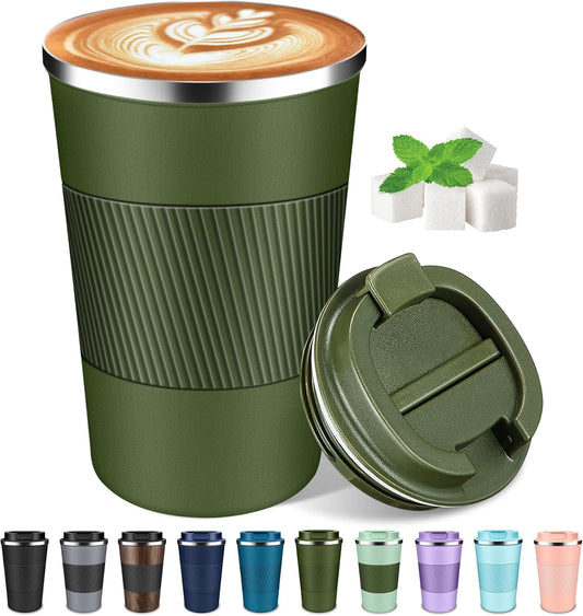 Coffee Travel Mug 12oz Insulated Coffee Mug with Lid Portable Spill-Proof Coffee Travel Mug No Handle Reusable Stainless Steel Mug Keeps Cold and Hot Suitable for Car, Daily, Travel and Gifts