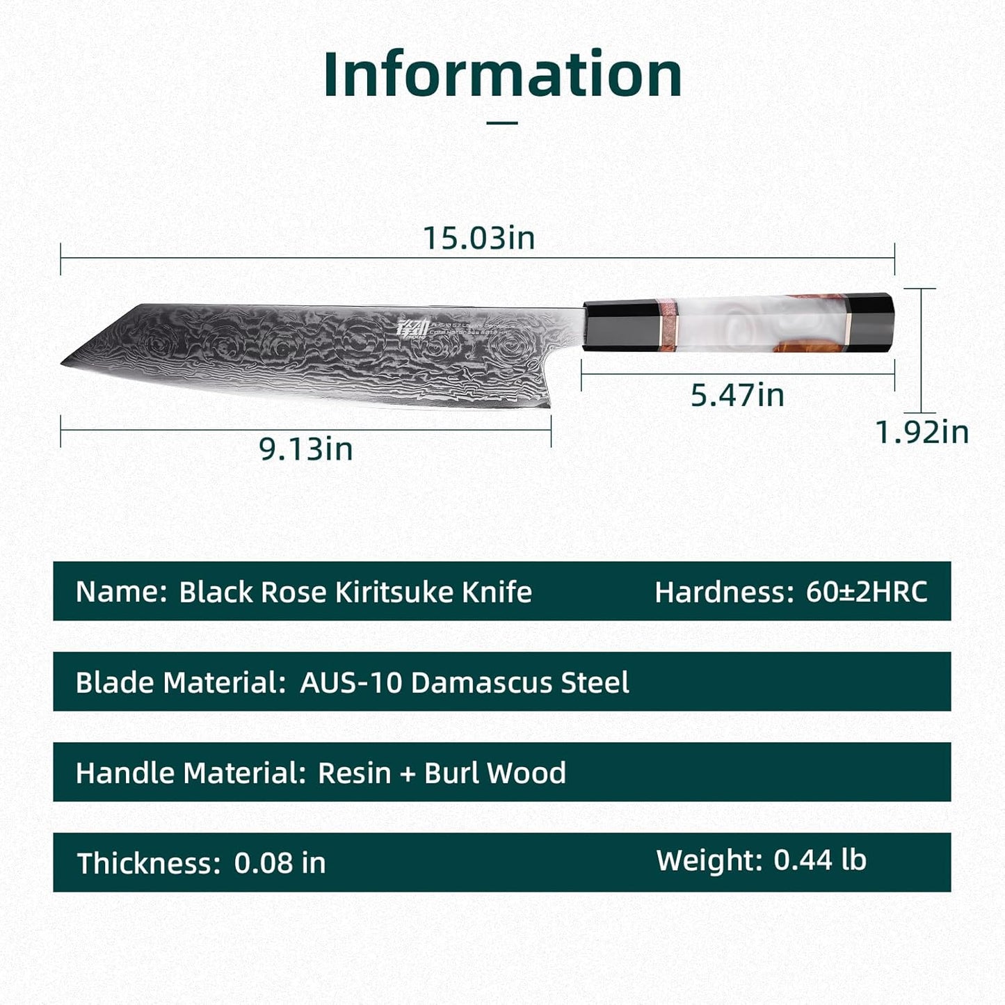 FINDKING 9 inch Japanese Kiritsuke Knife, Sharp Cuchillos Japoneses, Damascus Kitchen Knife for Professional & Home Chefs (BLACK-ROSE Series)