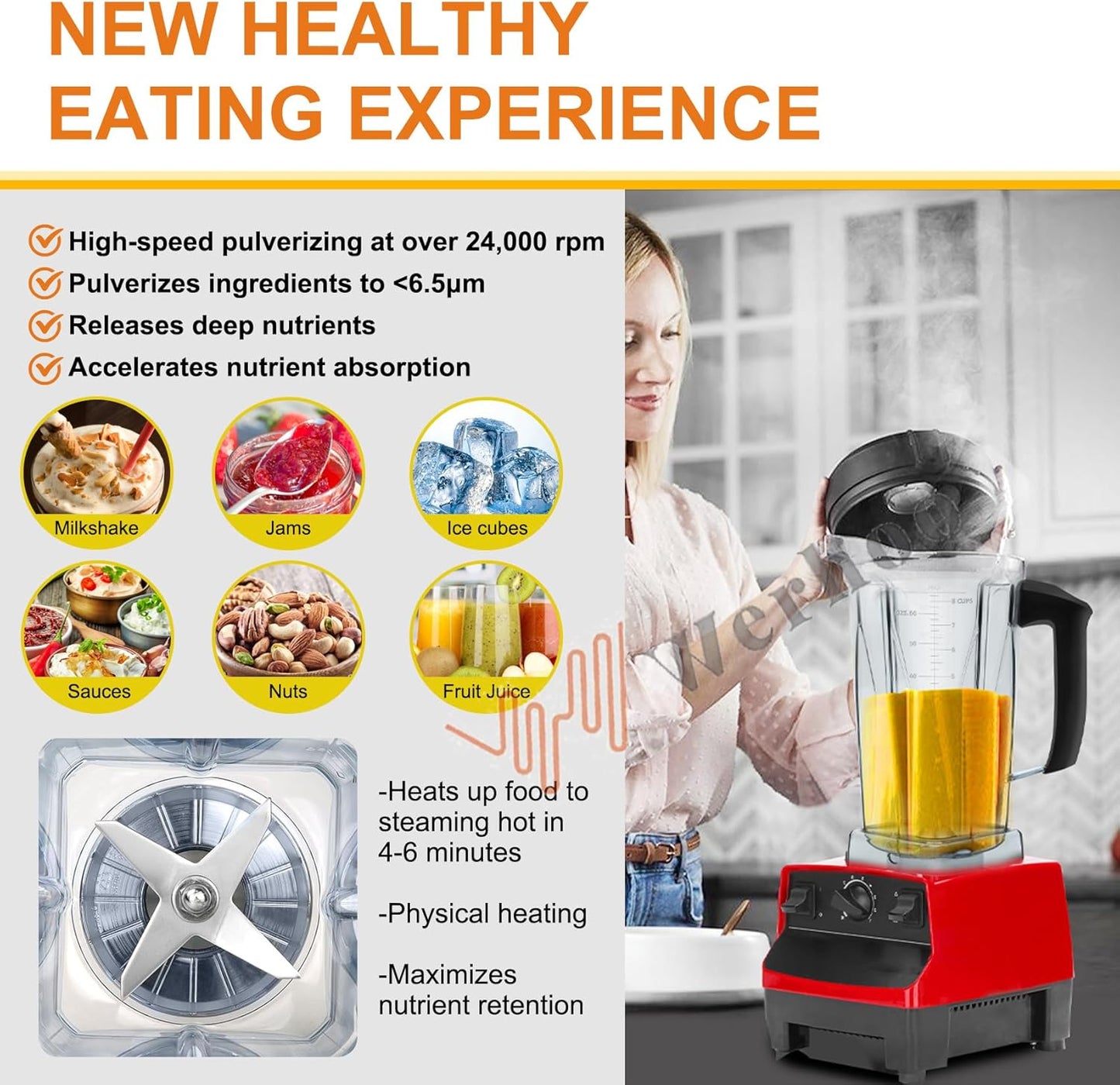 Fit for vitamix Blender Pitcher 5200 6300 VM0101 VM0102 VM0103 VM0158 VM0197 E310 Pitcher,Classic Explorian Commercial Series,fit for vitamix Blender Container 64 OZ Cup Jar,Prevent Leakage,3 YR GNTEE