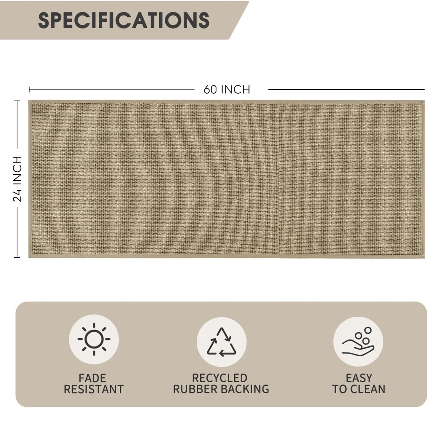 Artoid Mode Washable Non Slip Rubber Backing Kitchen Rugs Doormat, Absorbent Kitchen Floor Mats Front of Sink Kitchen Mats for Floor Home Decor 24x60 Inch