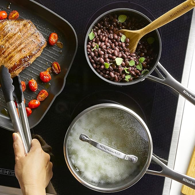 KitchenAid Hard Anodized Induction Nonstick Saucepan with Lid, 2 Quart -Matte Black