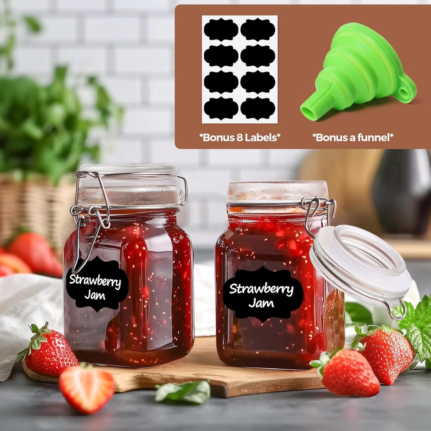 ComSaf Small Glass Jars with Airtight Lid Set of 12, Spice Jars 8 oz, Mason Jar 8 oz, Small Canning Jar, 8oz Jars with Lids for Kitchen, Jam, Jelly, Honey, Dessert, Salad, Shower Wedding Favors