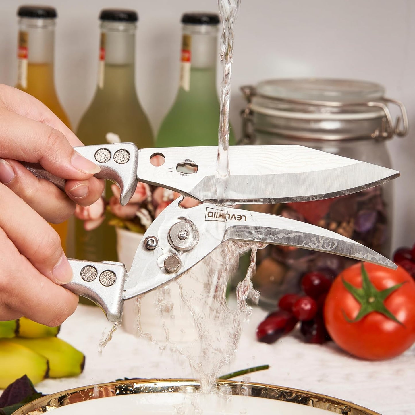 Heavy Duty Poultry Shears.Kitchen Scissors, 420J2 Stainless Steel Detachable Scissors – Ideal for Kitchen Poultry Prep : Thanksgiving Turkey, Chicken & Meat Cutting/silvery