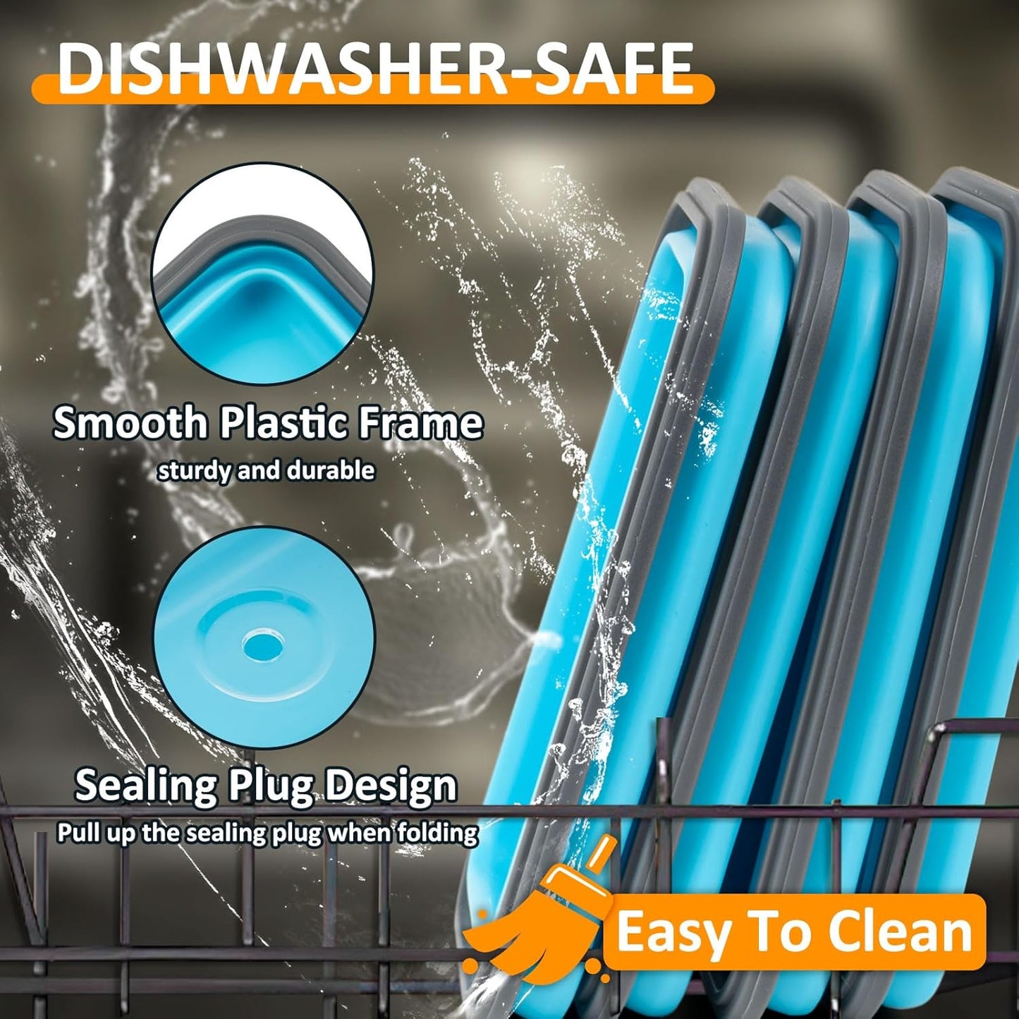 Collapsible Silicone Food Storage Containers Set with Lid & Air Vent, Foldable Lunch Containers, 16 Pack (8 Rectangular + 8 Round Bowls), BPA-Free, Space-Saving