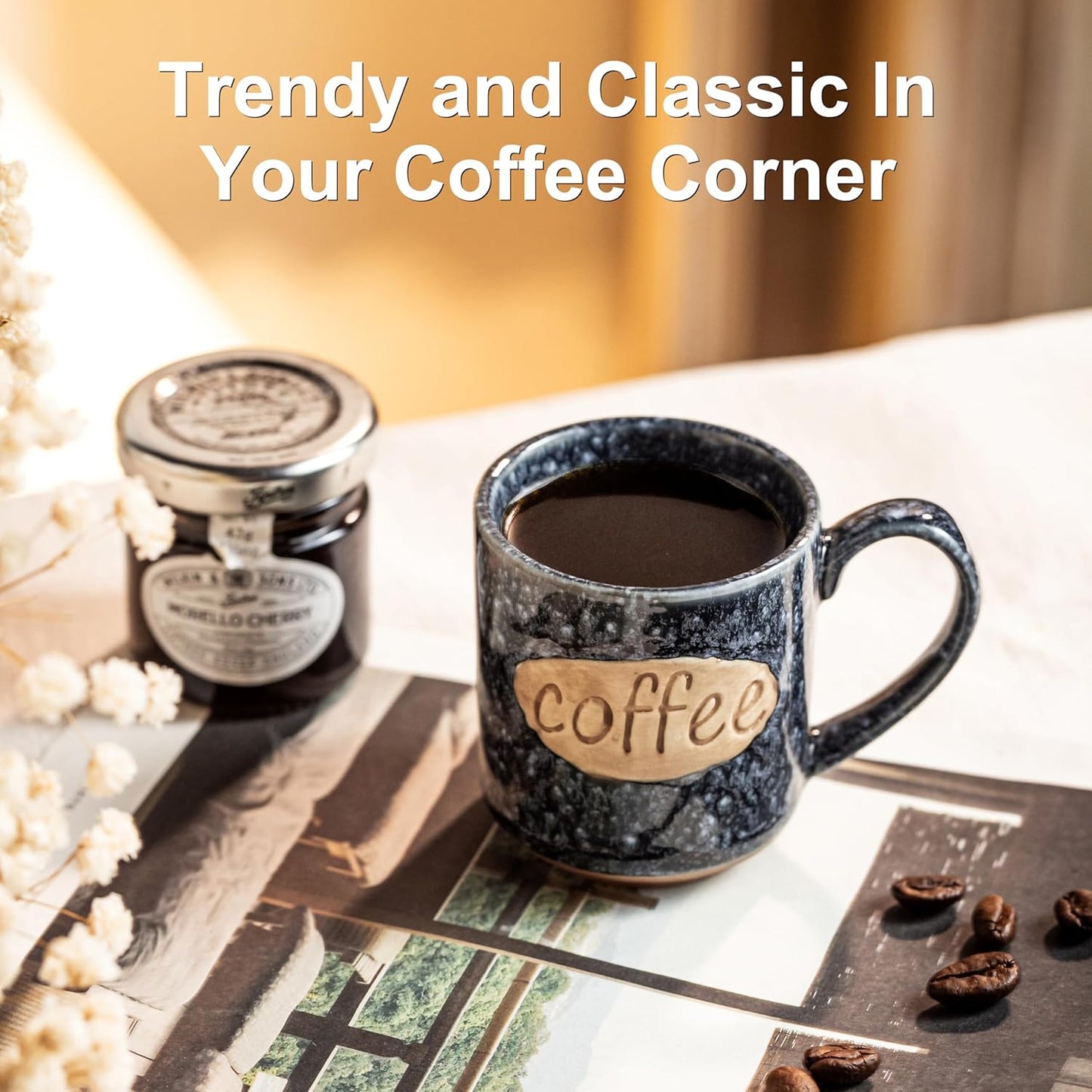 LYEOBOH Espresso Cups, Coffee Cups, Tea Cup, Coffee Cups Ceramic Set of 6, Cute Mini Cups 3 OZ, Microwave Dishwasher Safe, Ceramic Mug, Espresso Shot, Great for Coffee Bar Decor & Drinks, Blue