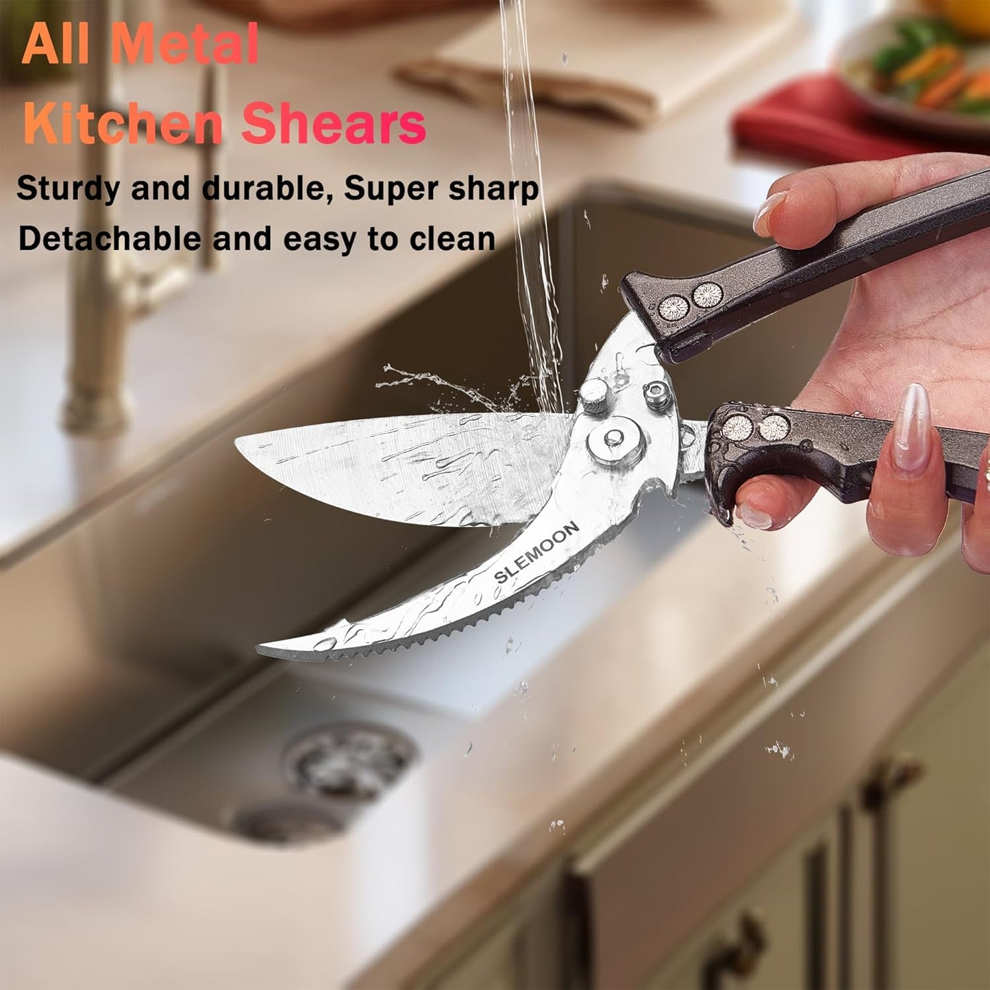 Heavy Duty Poultry Shears Meat Cutting Dishwasher Safe and Food Stainless Kitchen Shears Kitchen Scissors for Chicken Turkey Thanksgiving,Gift Box,black
