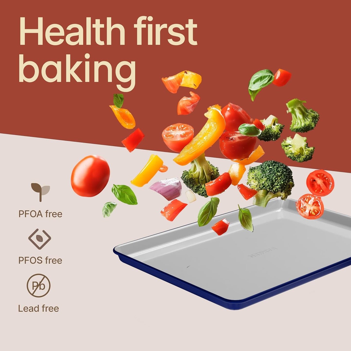 Bakken 8-Piece Stackable Bakeware Set - Ceramic Non-Stick Coating, Baking Sheets, Assorted Baking Pans, PTFE, PFOA & PFOS Free - Healthy Baking, Ergonomic Handles, Cooling Rack, Non-Toxic, Oven-Safe