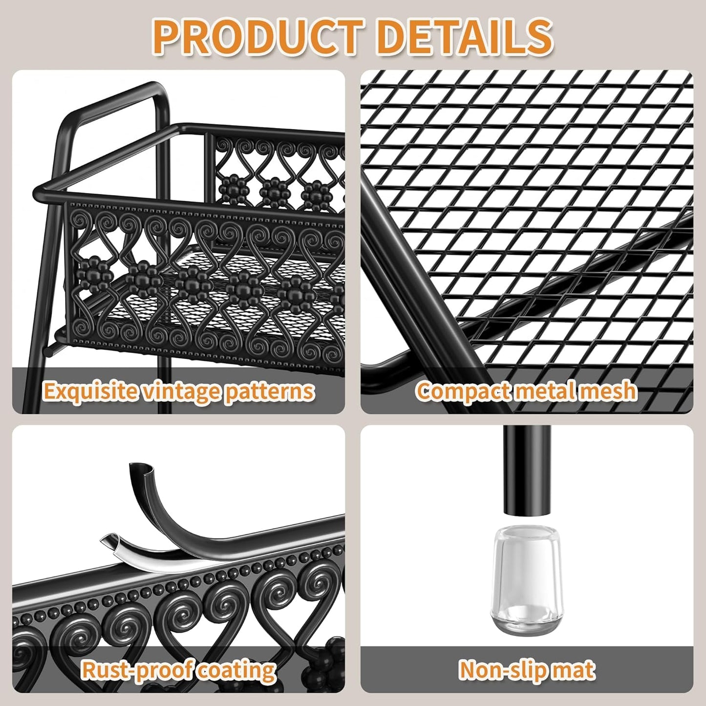 Vintage 3 Tier Spice Rack Organizer for Kitchen Counter, Bathroom Counter Organizer, 3 Tier Bathroom Counter Organizer for Spices Makeup Perfumes, Retro Countertop Organizer