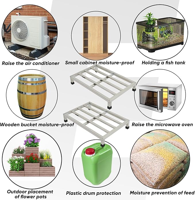 2 Packs Dunnage Rack 23.6x15.8x4inch Stainless Steel Dunnage Racks Commercial Food Service Storage Rack for Restaurants Kitchen Warehouse Supermarket