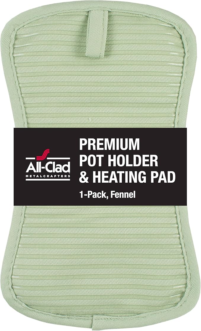 All-Clad Premium Pot Holder & Hot Pad: Heat Resistant to 500 Degrees - 100% Cotton, 10"x6.25" Hot Pad for Kitchen and Barbeque, (1-Pack), Fennel