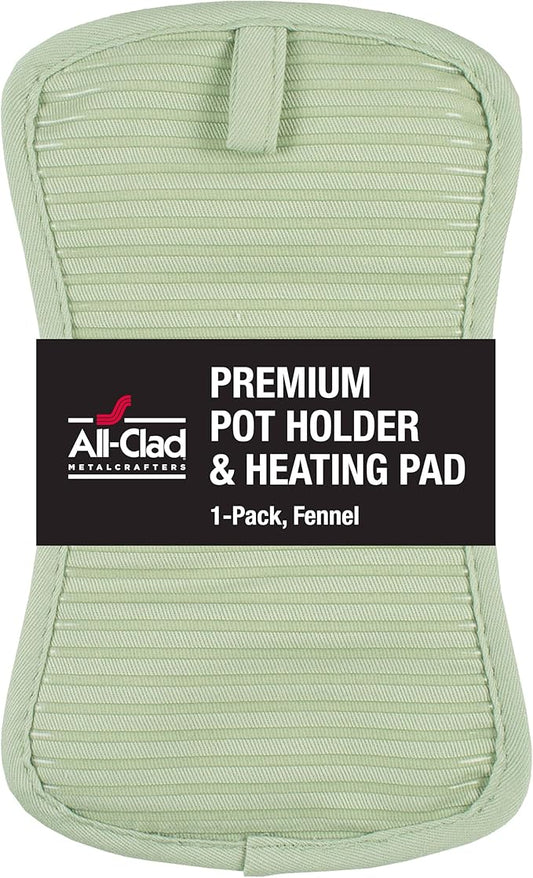 All-Clad Premium Pot Holder & Hot Pad: Heat Resistant to 500 Degrees - 100% Cotton, 10"x6.25" Hot Pad for Kitchen and Barbeque, (1-Pack), Fennel