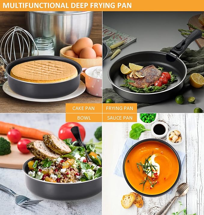 16 Pieces Kitchen Removable Handle Cookware Sets, Stackable Pots and Pans Set Nonstick for Induction Gas RVs Camping Space Saving