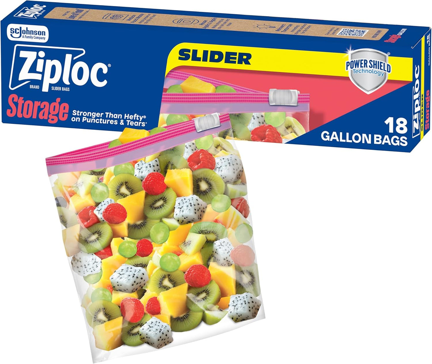 Ziploc Gallon Food Storage Slider Bags, Power Shield Technology for More Durability, 18 Count (Packaging May Vary)