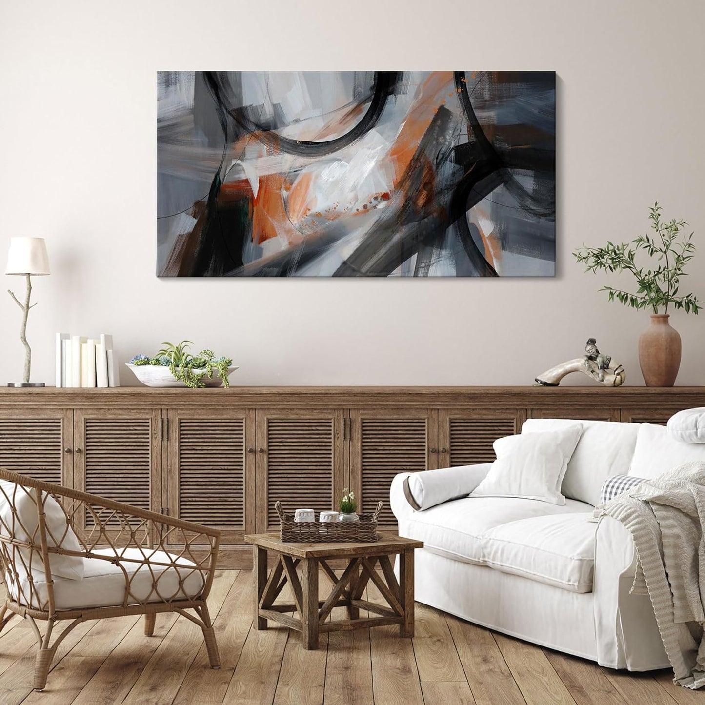 KLAKLA Large Wall Art - Abstract Canvas Wall Decor Modern Print Picture Artwork for Living Room Office Bedroom Home Decor - 48x24 Inches