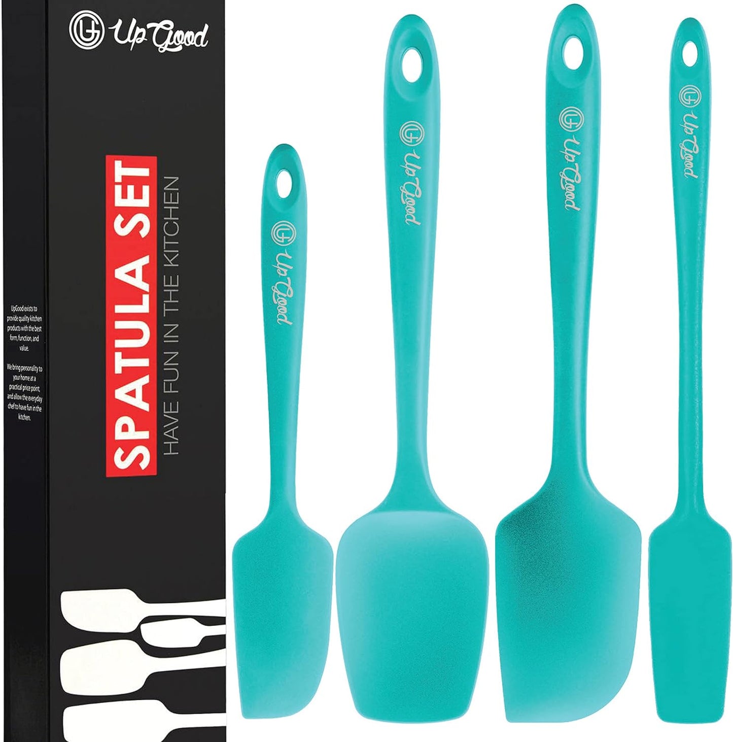 UpGood Silicone Spatula Set 600°F - High Heat Resistant Nonstick, Small and Large Kitchen Spatulas - Flexible BPA Free Professional Grade Cookware - Utensils for Cooking, Baking, Mixing(4 Pcs, Teal)