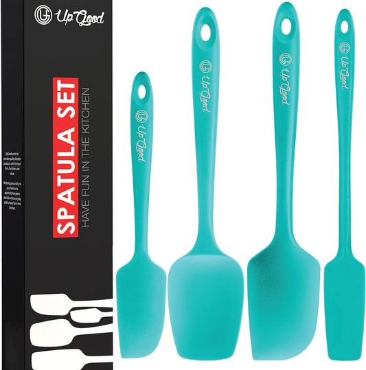 UpGood Silicone Spatula Set 600°F - High Heat Resistant Nonstick, Small and Large Kitchen Spatulas - Flexible BPA Free Professional Grade Cookware - Utensils for Cooking, Baking, Mixing(4 Pcs, Teal)