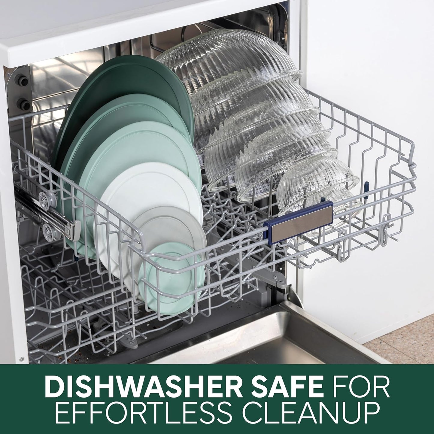 COOK WITH COLOR 12 Pc Glass Mixing Bowl Set with Lids – Borosilicate Glass Nesting Bowls for Cooking, Baking and Meal Prep, Fluted Sage