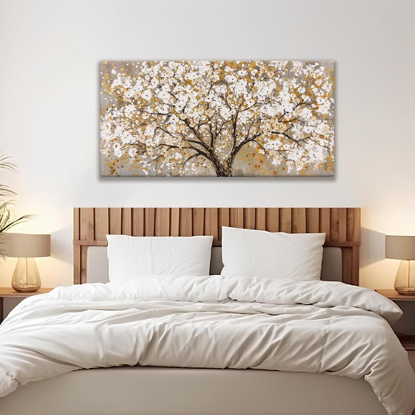 Wall Art Gold Nature Tree Of Life Abstract Canvas Painting Canvas Art Wall Decor Picture Modern Wall Art Landscape Artwork For Living Room Bedroom Bathroom Office Home Decor 24"X48"Painting
