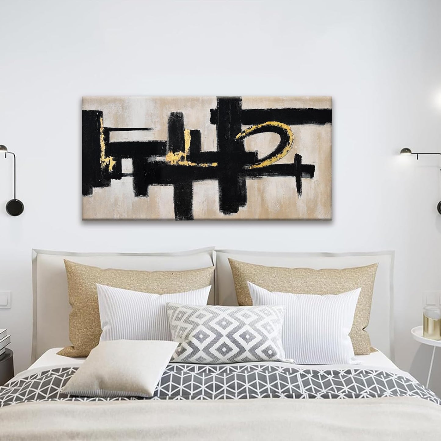 QSQ Black Abstract Wall Art Minimalist Canvas Art Wall Decor Paintings Artwork For Walls Modern Abstract Art Prints Picture For Bedroom Hallway Office Home Wall Decor 20 x 40 In