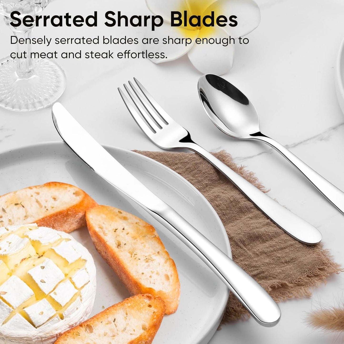 Herogo Heavy Duty Stainless Steel Silverware Set, 40-Piece Heavy Weight Modern Flatware Cutlery Set for 8, Fancy Tableware Eating Utensils for Home Wedding, Dishwasher Safe, Mirror Finished