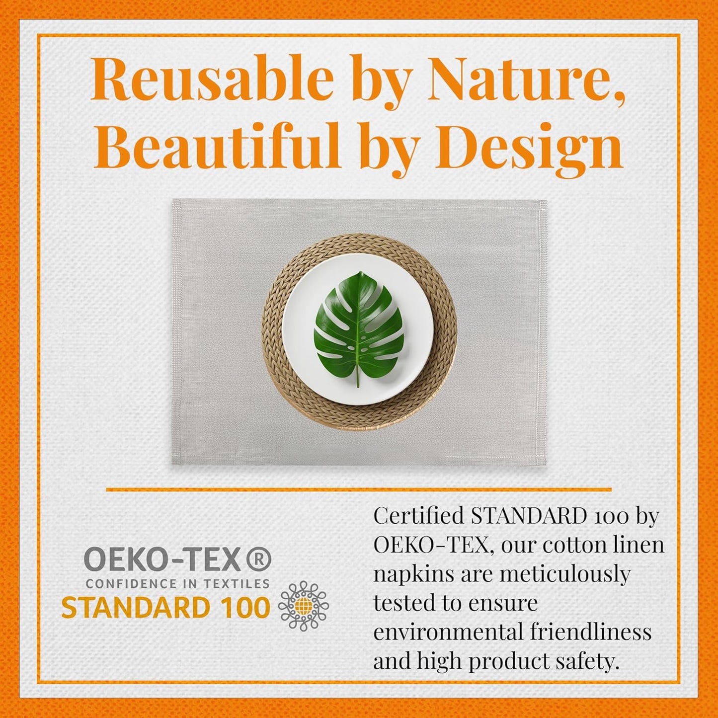 Premium European Cloth Table Linen Placemats - 56% Cotton 44% Linen Fabric, Jacquard Woven Design - For All Occasions or Daily Use - Machine Washable - Carlo Lamperti Italy - White, 20"x14" (Set of 4)