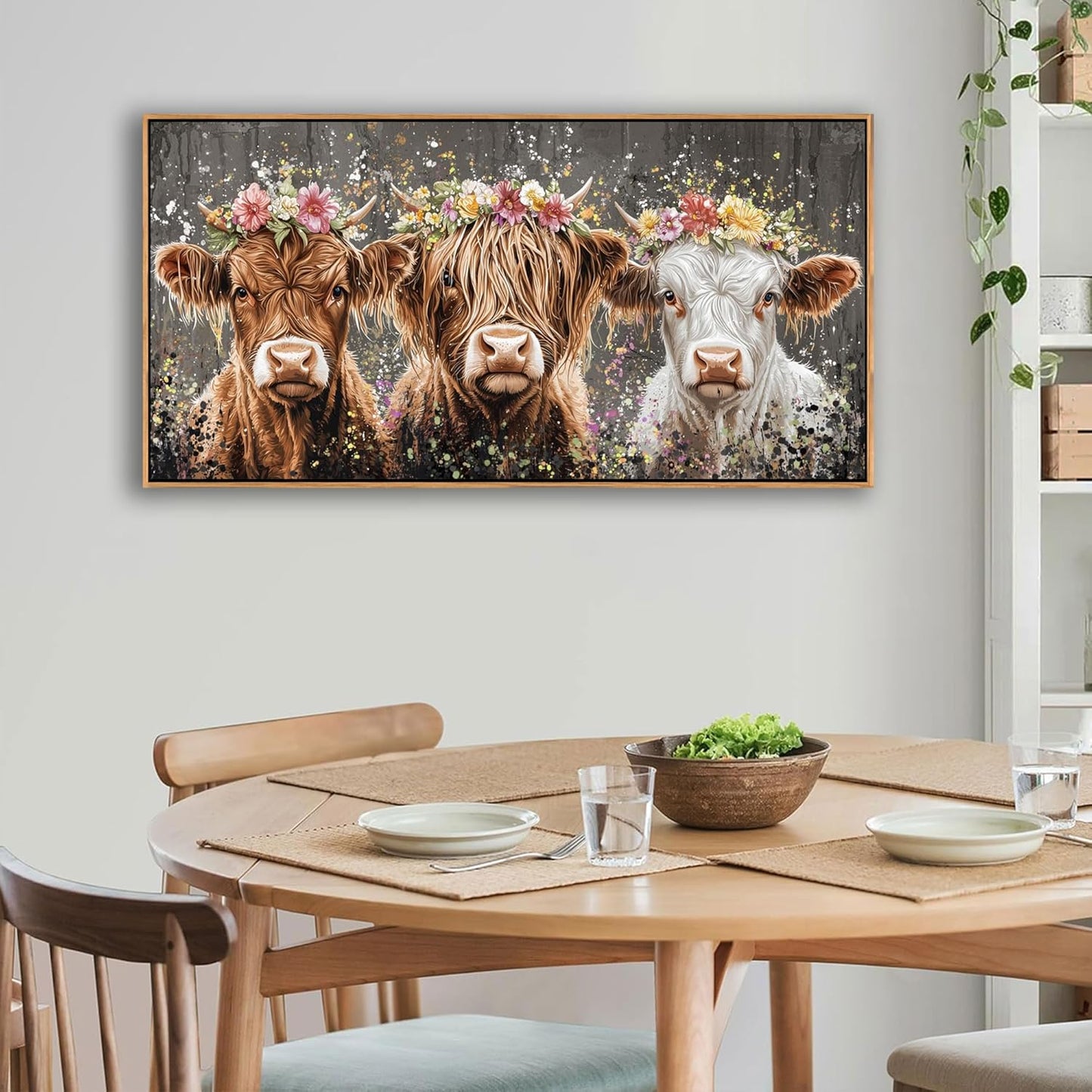 AJAZIKO Highland Cow Wall Art - Farmhouse & Rustic Country Wall Decor, Large Canvas Pictures for Living Room, Above Bed Artwork for Walls - Western Decorations 20×40IN